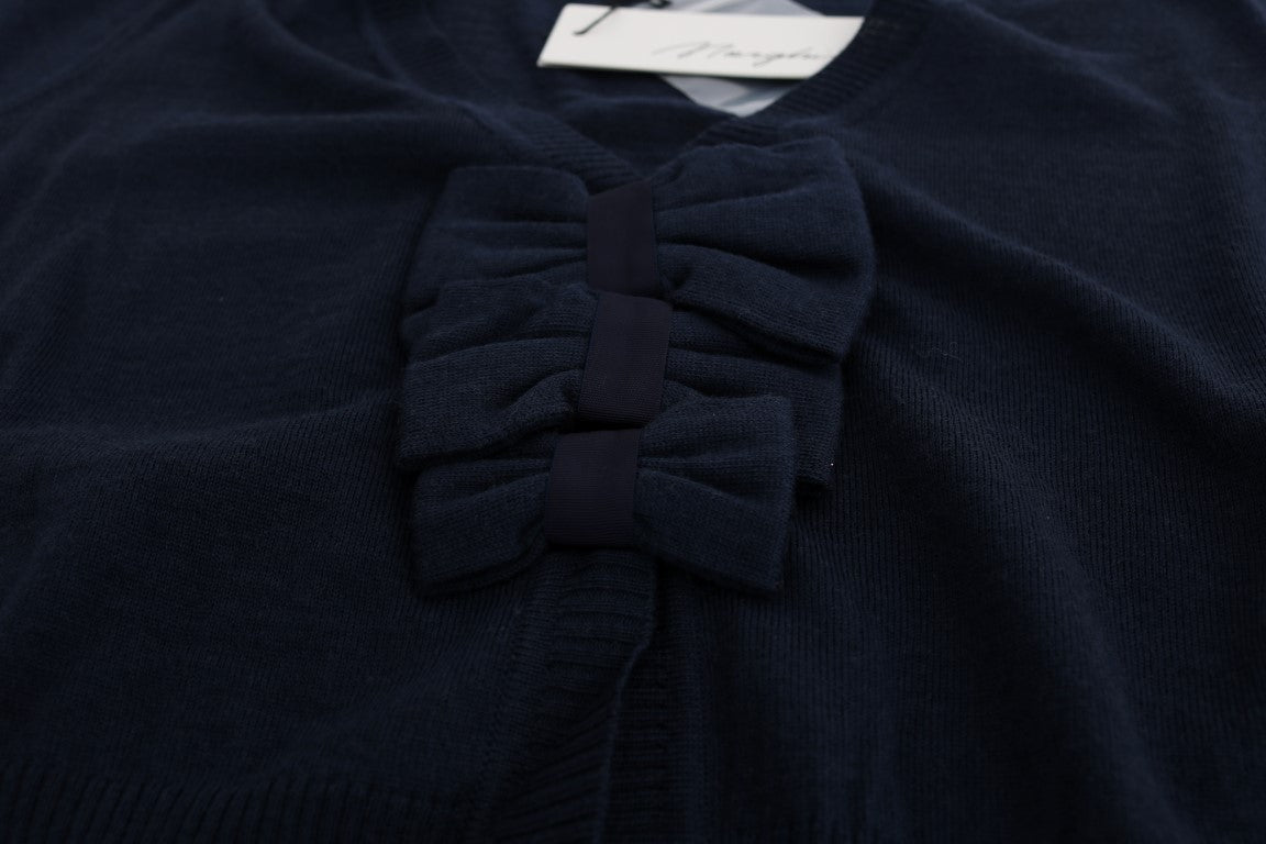 MARGHI LO' Elegant Blue Wool Cardigan Sweater - ACCEXO