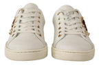 Dolce & Gabbana White Leather Gold Red Heart Sneakers Shoes - ACCEXO