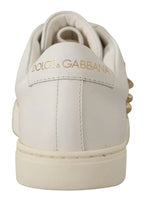 Dolce & Gabbana White Leather Gold Red Heart Sneakers Shoes - ACCEXO