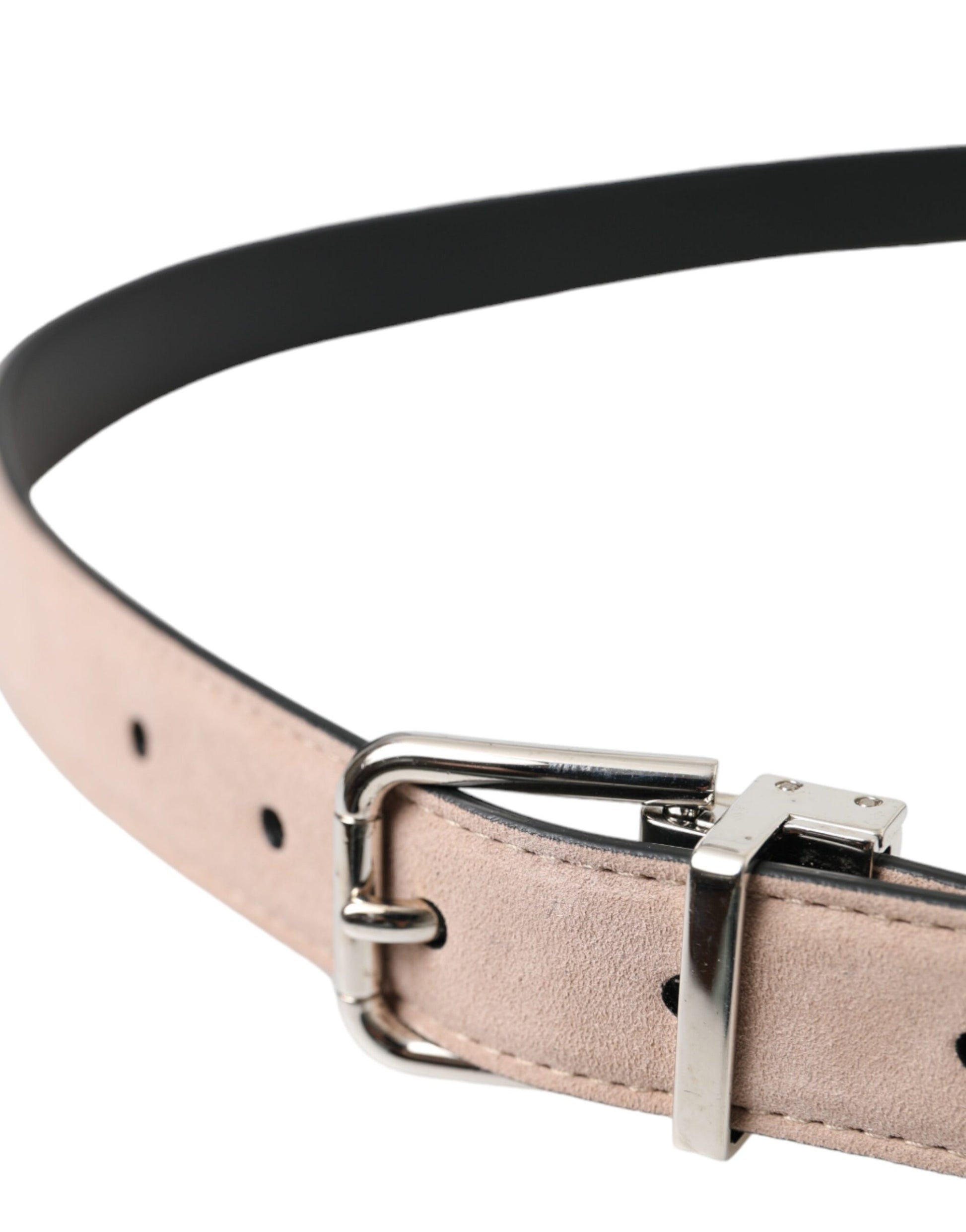 Dolce & Gabbana Beige Suede Leather Silver Buckle Belt Men - ACCEXO