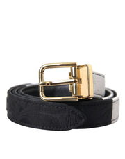 Dolce & Gabbana Black White Patchwork Gold Metal Buckle Belt - ACCEXO