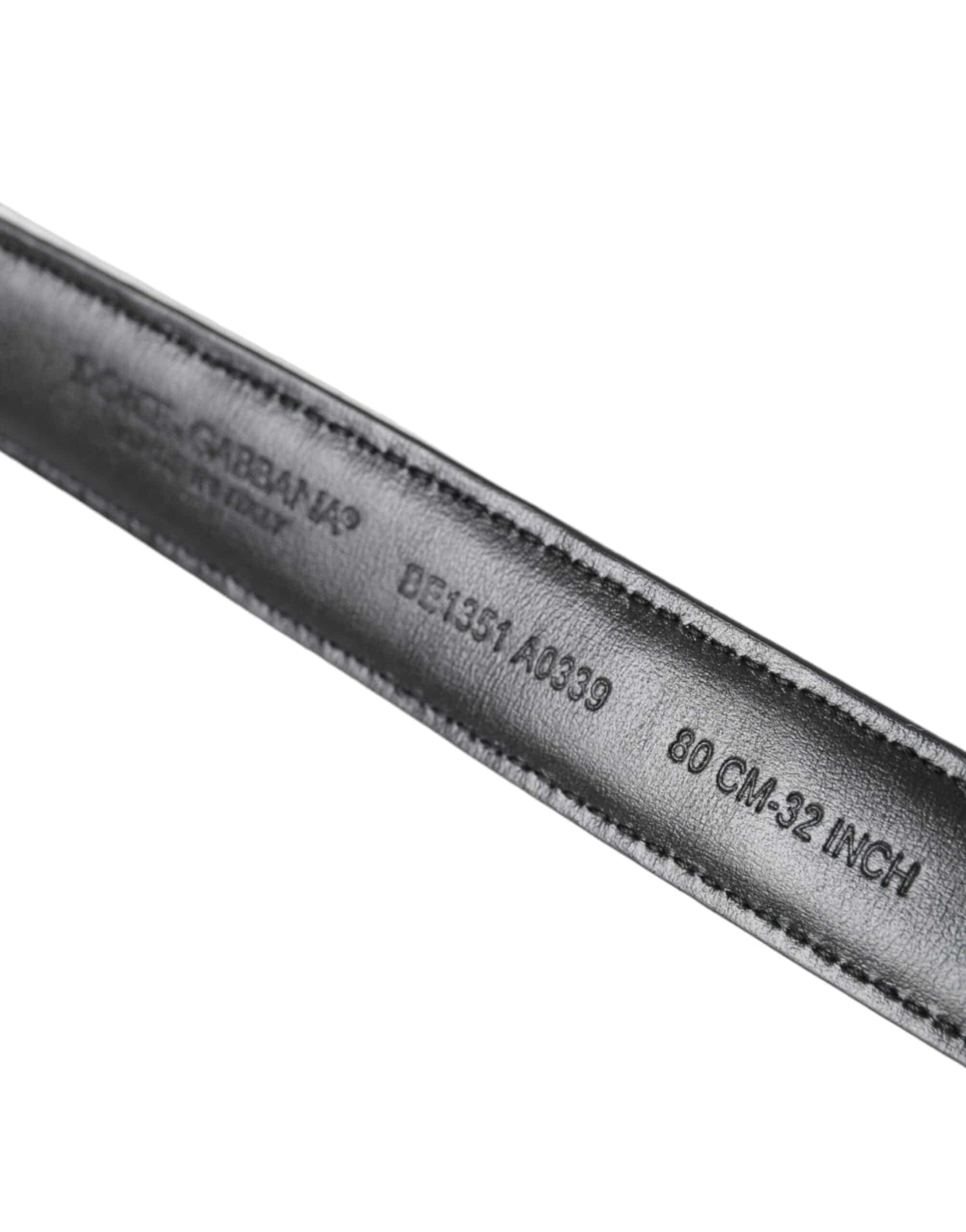 Dolce & Gabbana Black White Patchwork Gold Metal Buckle Belt - ACCEXO