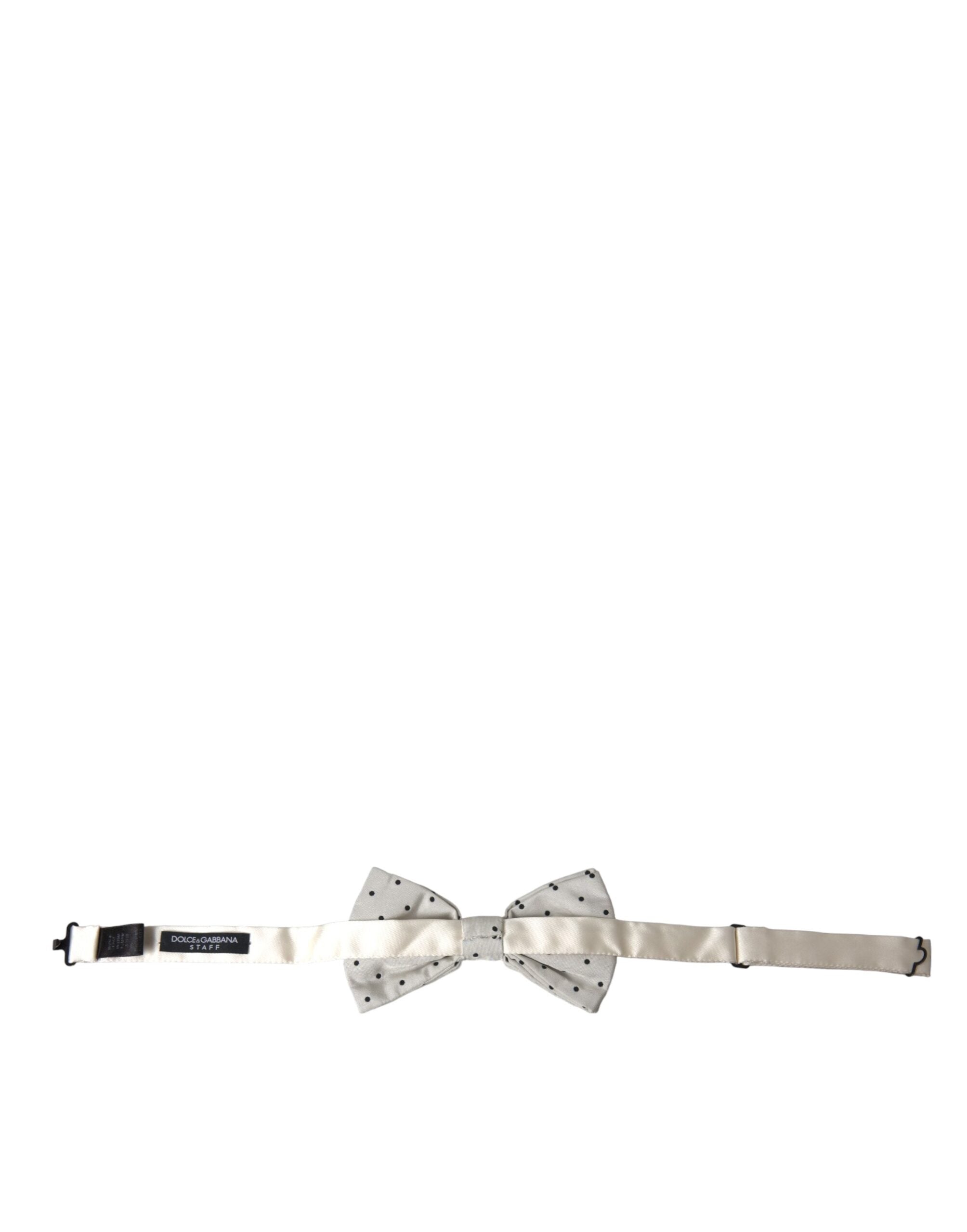 Dolce & Gabbana White Black Polka Dot Polyester Bow Tie Men - ACCEXO