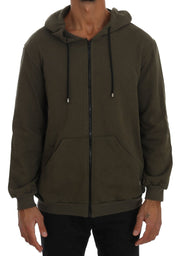 Daniele Alessandrini Elegant Green Full Zip Hooded Sweater - ACCEXO