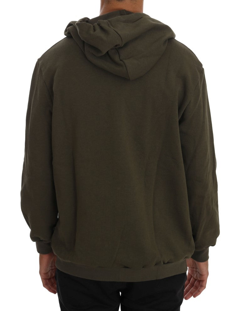 Daniele Alessandrini Elegant Green Full Zip Hooded Sweater - ACCEXO