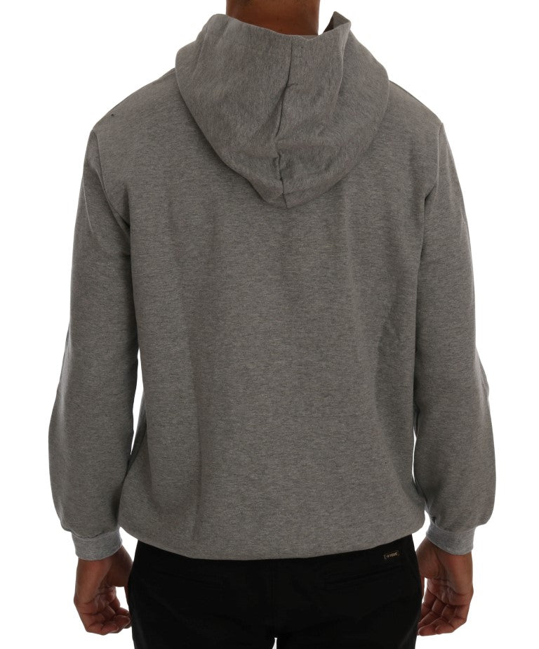 Daniele Alessandrini Sophisticated Gray Cotton Hooded Sweater - ACCEXO