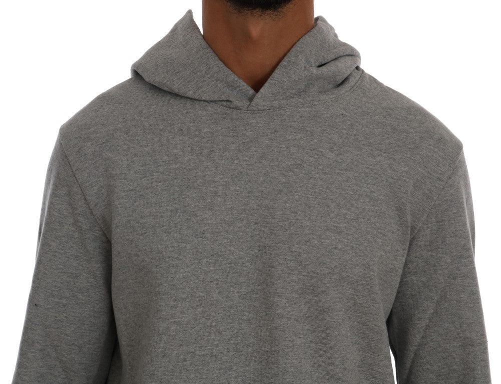 Daniele Alessandrini Sophisticated Gray Cotton Hooded Sweater - ACCEXO