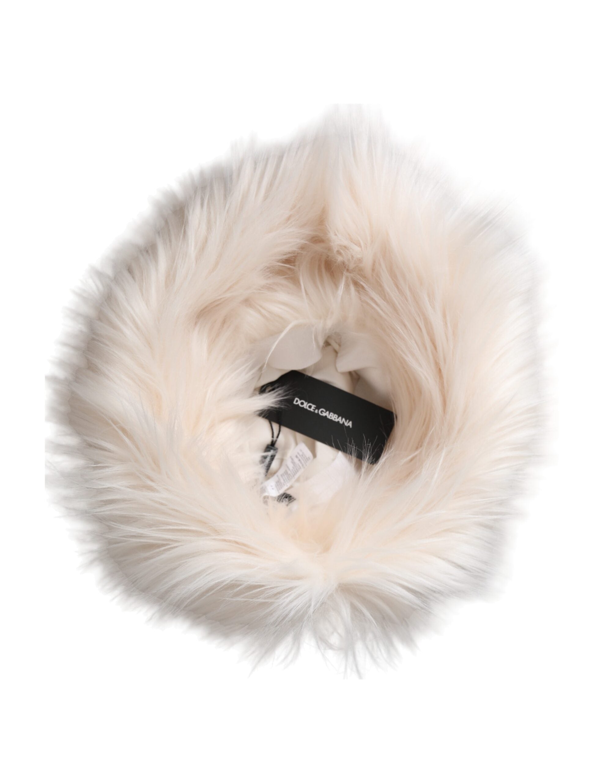 Dolce & Gabbana White Acrylic Fur Womens Bucket Hat - ACCEXO