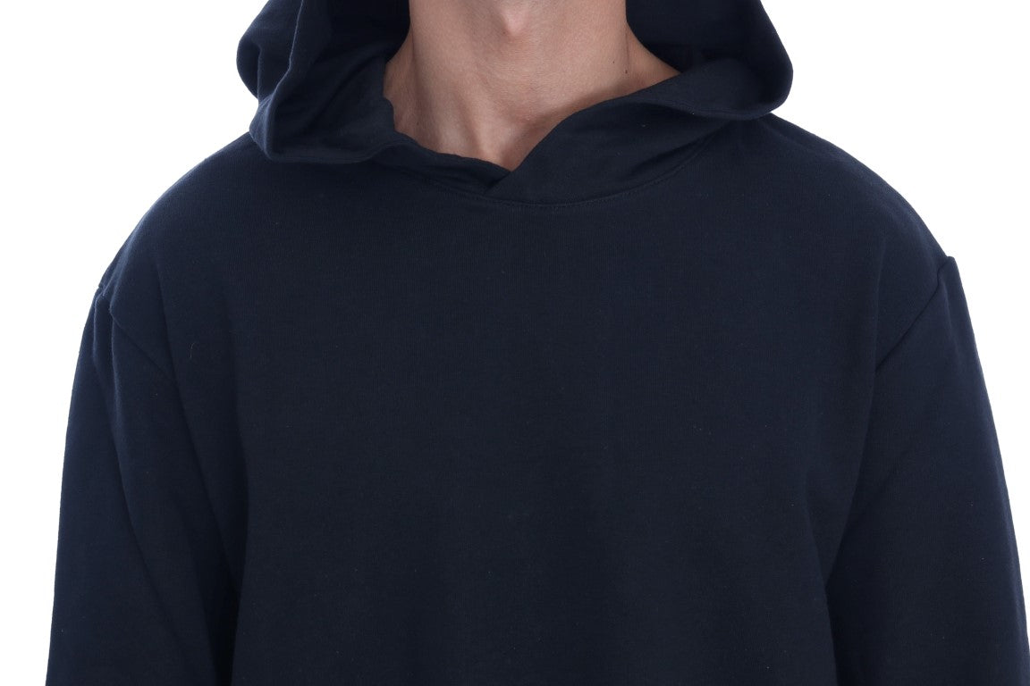 Daniele Alessandrini Elegant Black Cotton Hooded Sweater - ACCEXO