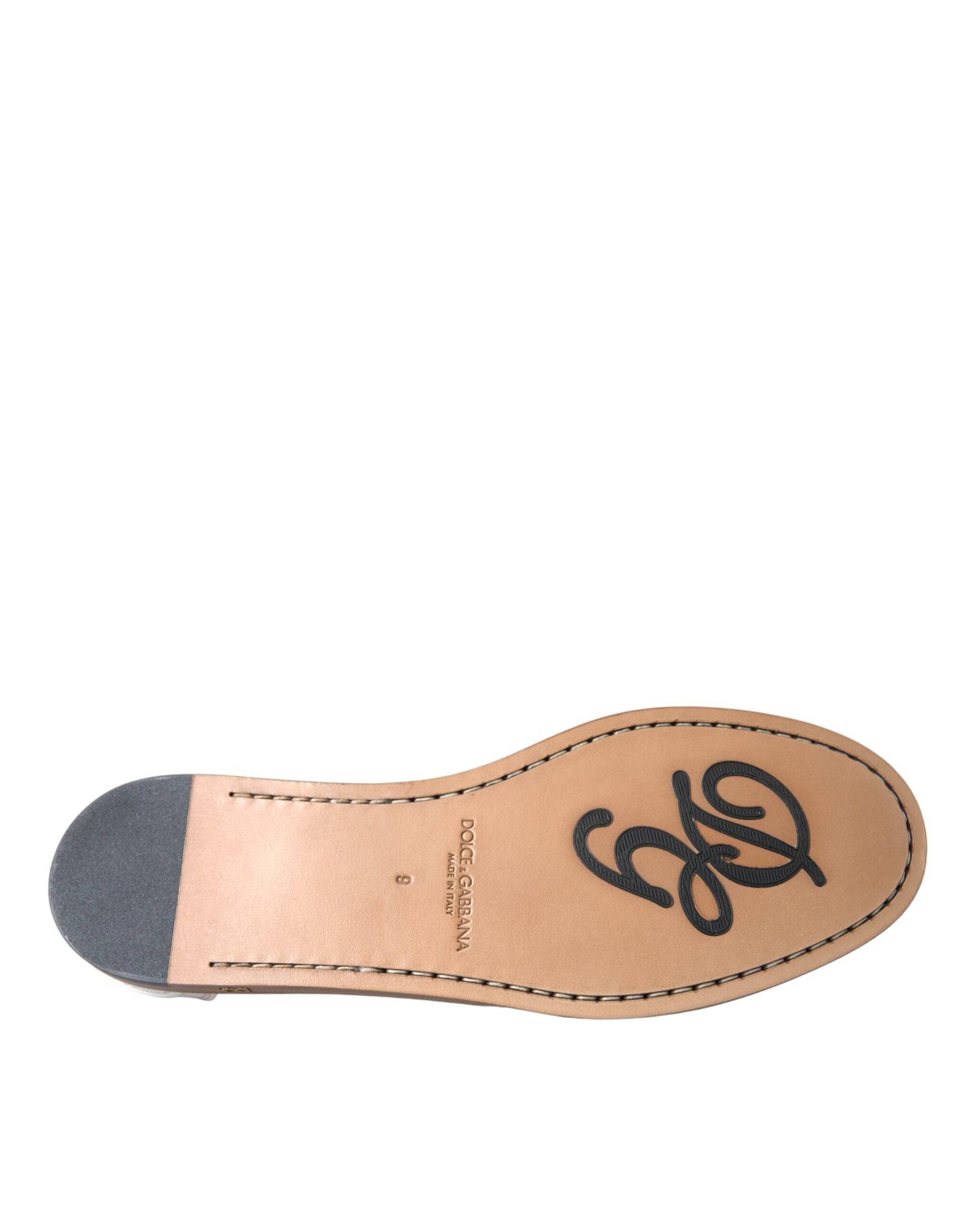 Dolce & Gabbana White Leather Slip On Mocassin Loafers Shoes - ACCEXO