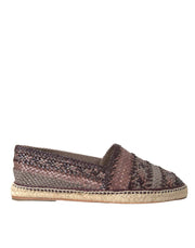 Dolce & Gabbana Brown Buffalo Leather Espadrille Flats Shoes - ACCEXO