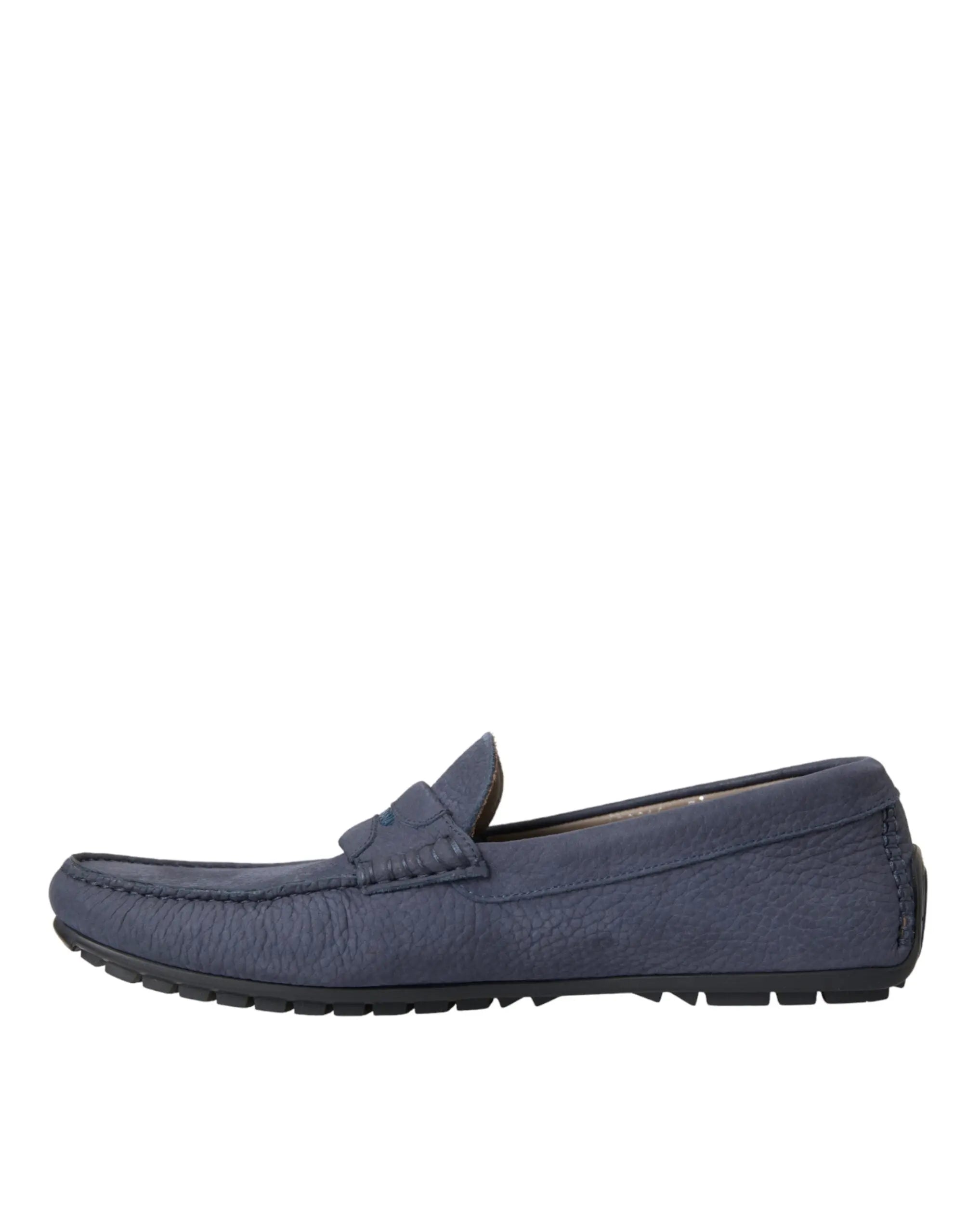 Dolce & Gabbana Blue Calf Leather Slip On Moccasin Shoes - ACCEXO