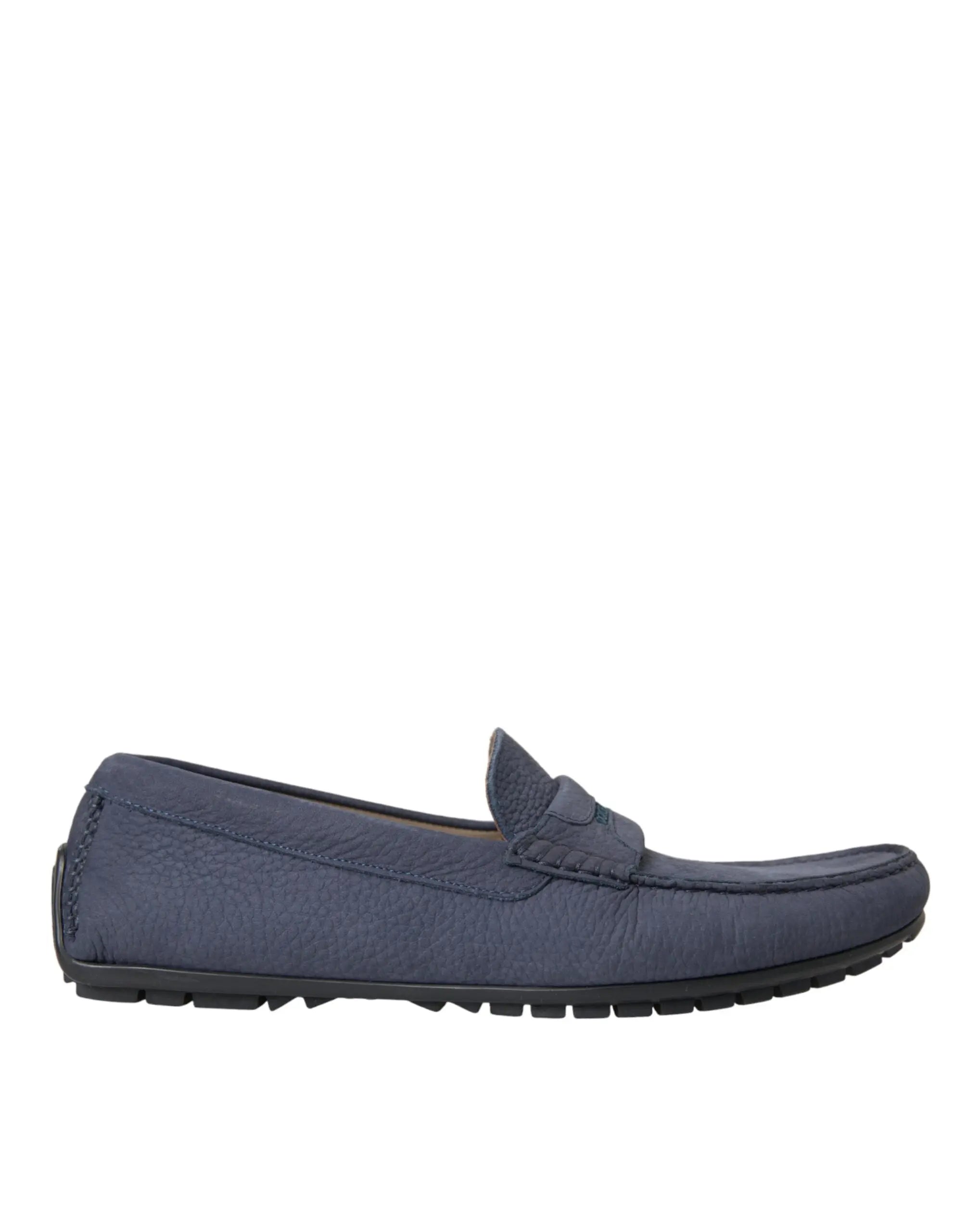 Dolce & Gabbana Blue Calf Leather Slip On Moccasin Shoes - ACCEXO
