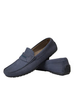 Dolce & Gabbana Blue Calf Leather Slip On Moccasin Shoes - ACCEXO