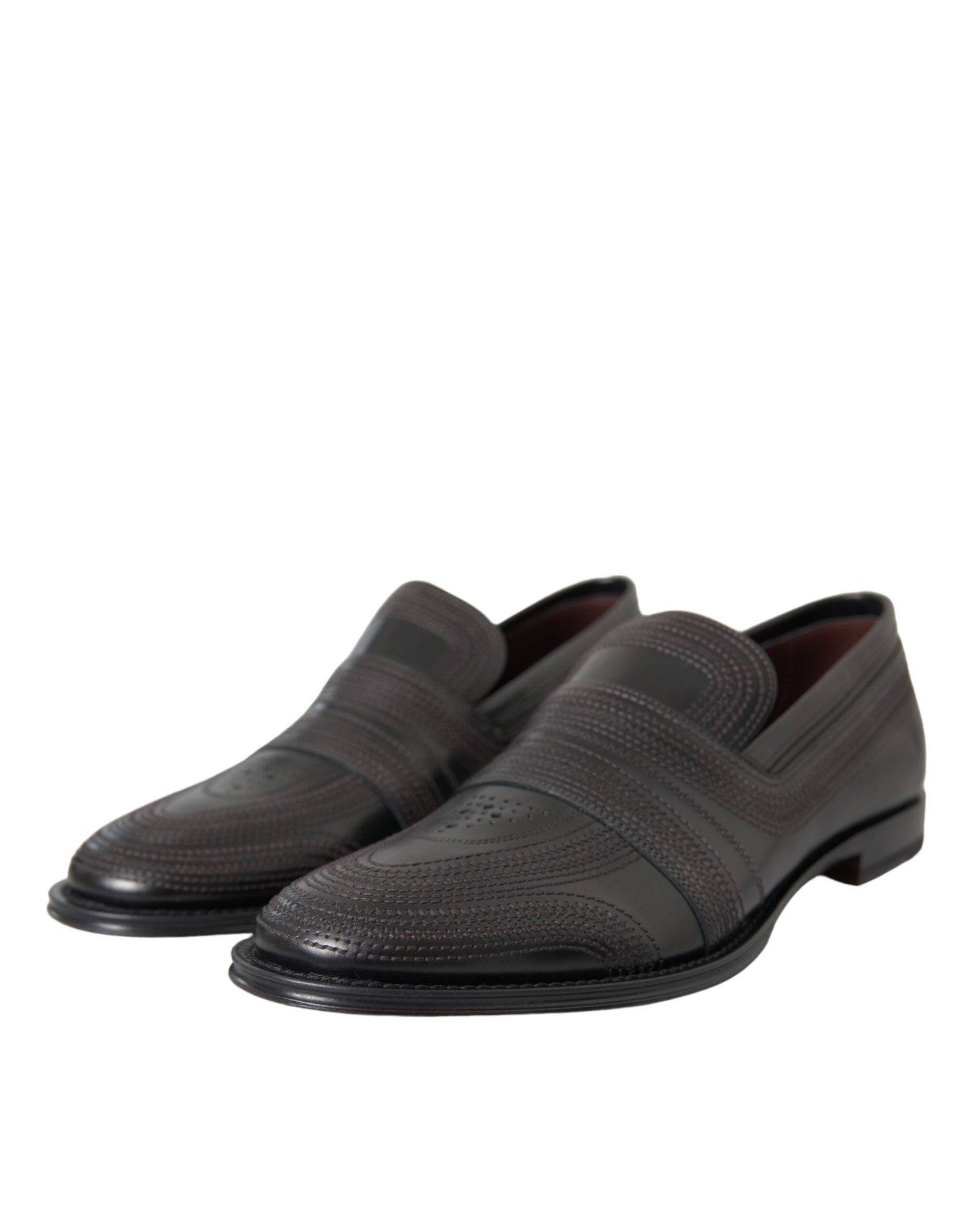 Dolce & Gabbana Black Brown Leather Loafer Men Dress Shoes - ACCEXO