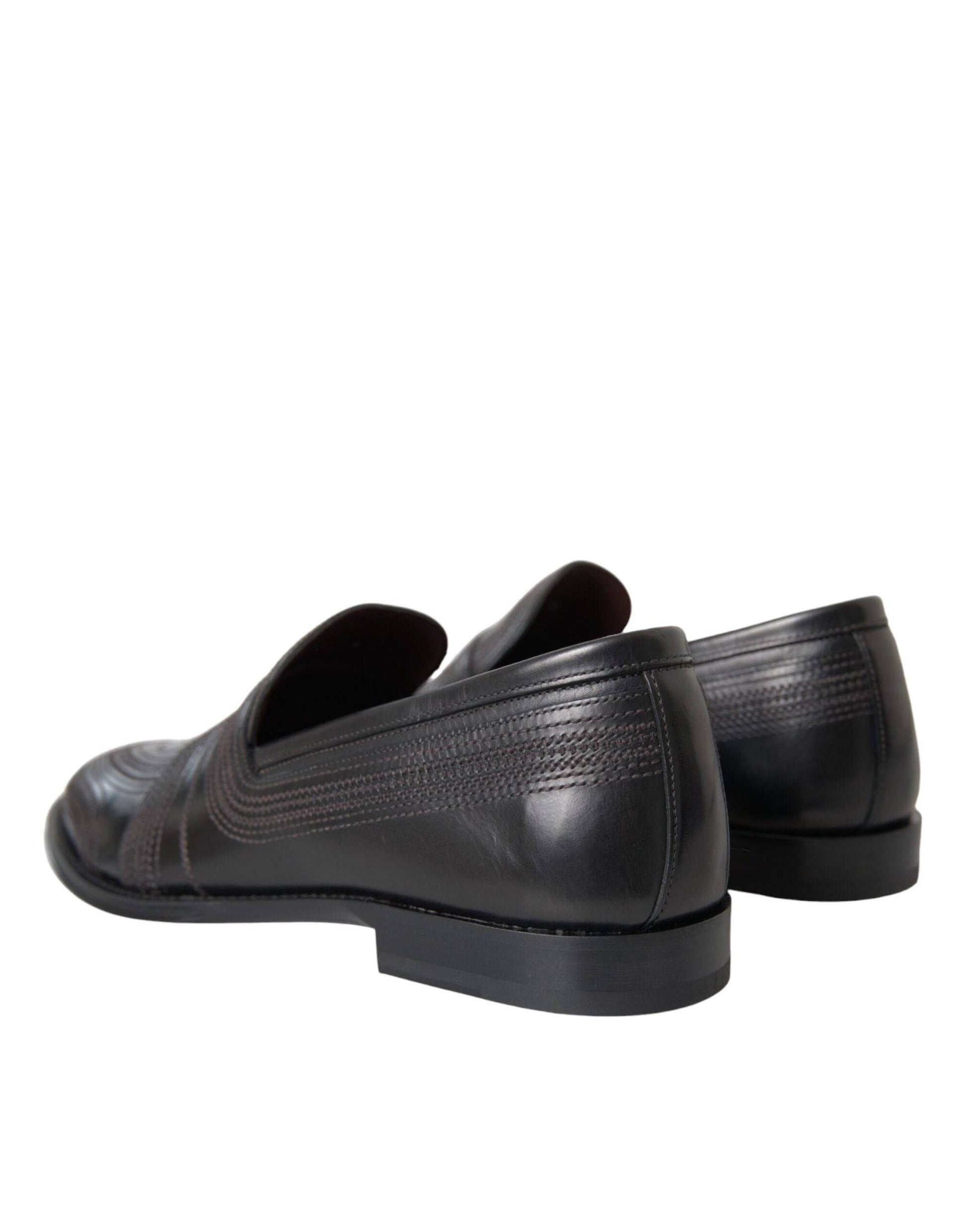 Dolce & Gabbana Black Brown Leather Loafer Men Dress Shoes - ACCEXO
