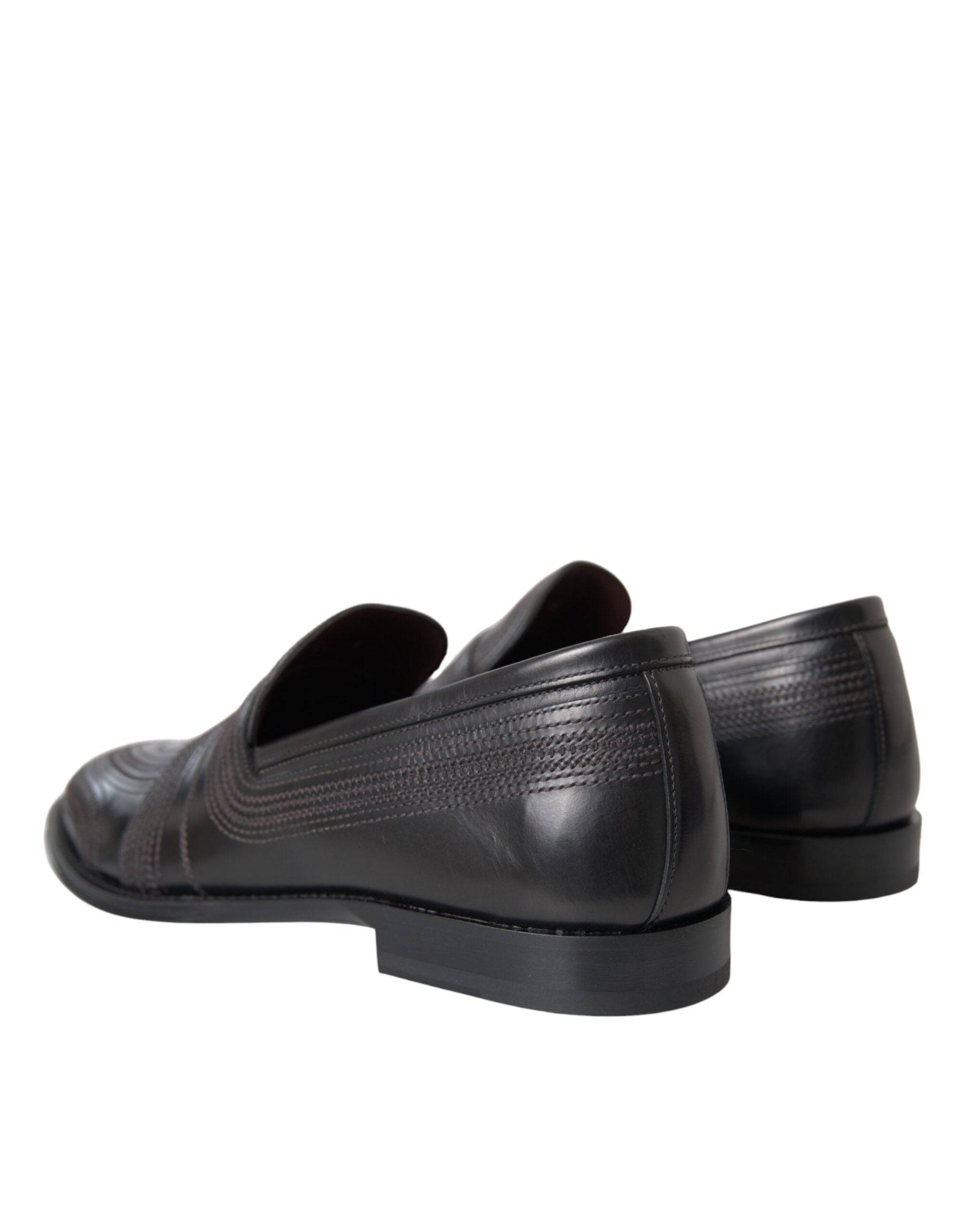 Dolce & Gabbana Black Brown Leather Loafer Men Dress Shoes - ACCEXO