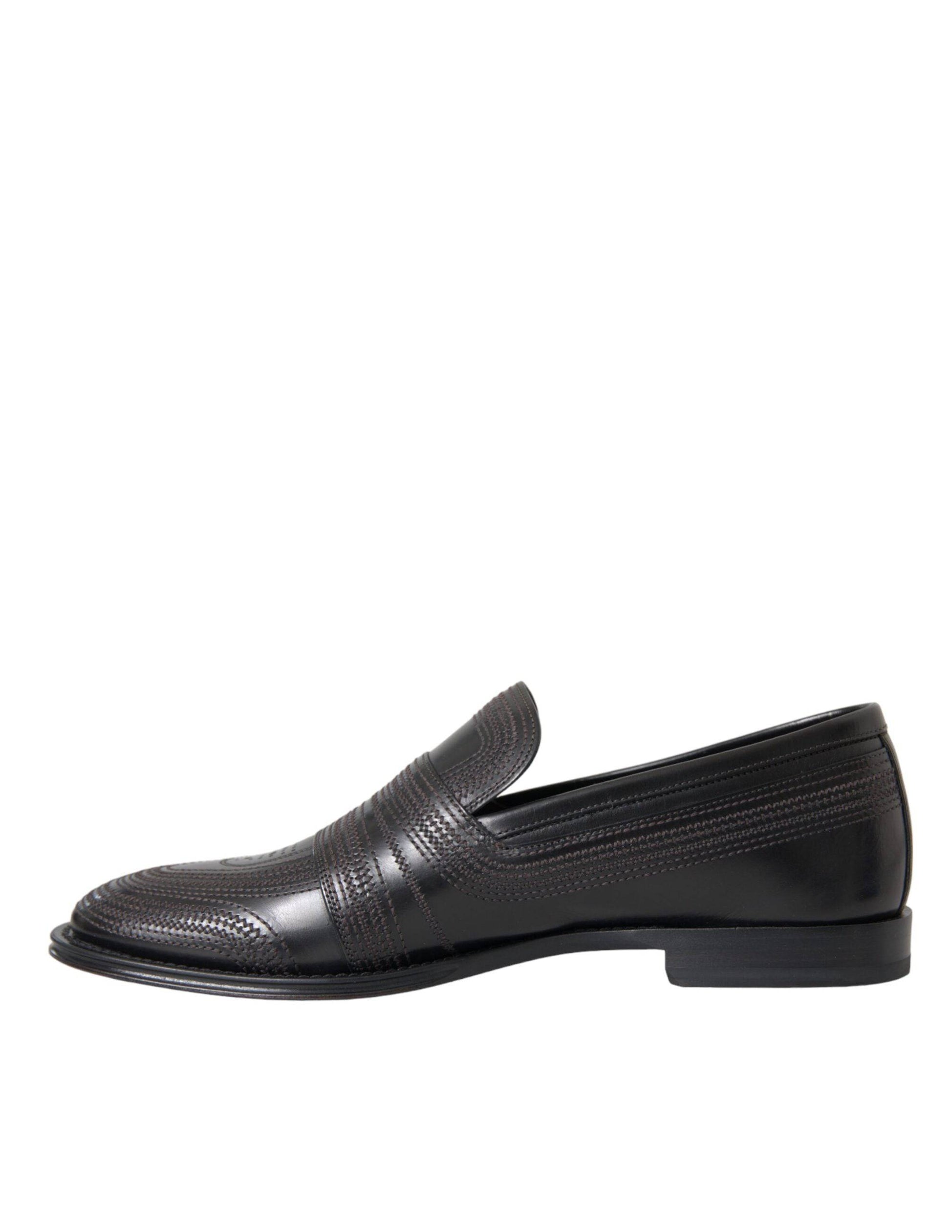 Dolce & Gabbana Black Brown Leather Loafer Men Dress Shoes - ACCEXO