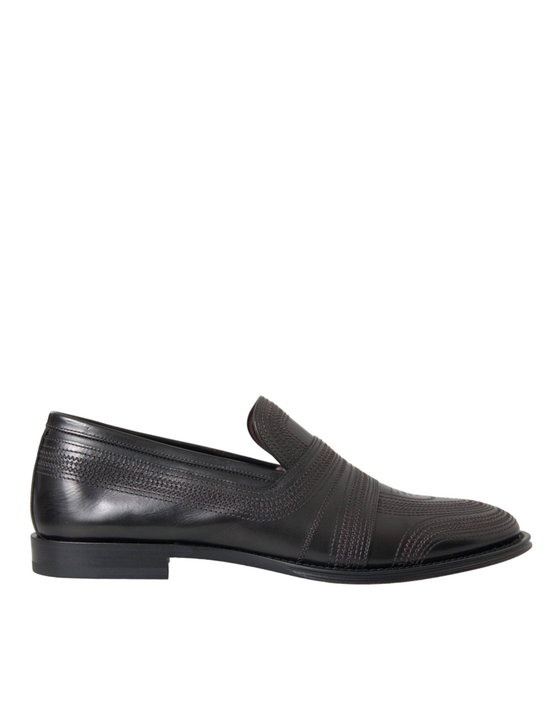 Dolce & Gabbana Black Brown Leather Loafer Men Dress Shoes - ACCEXO