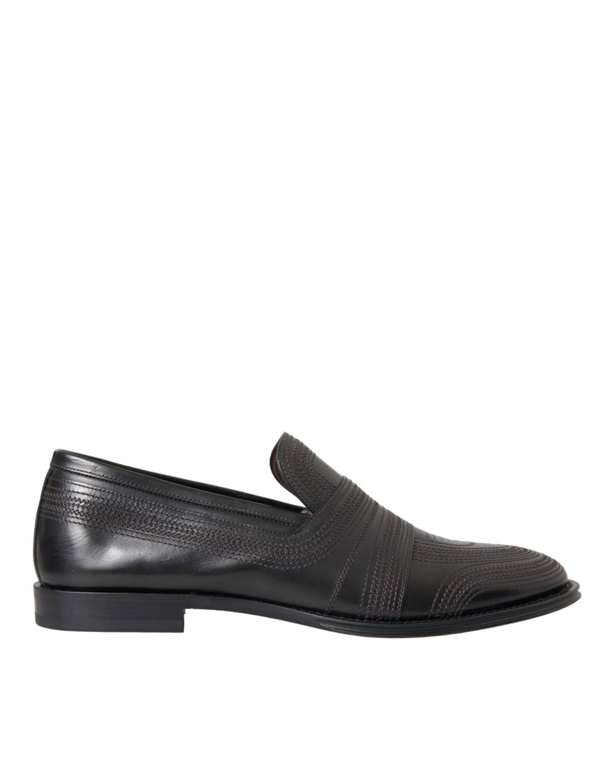 Dolce & Gabbana Black Brown Leather Loafer Men Dress Shoes - ACCEXO