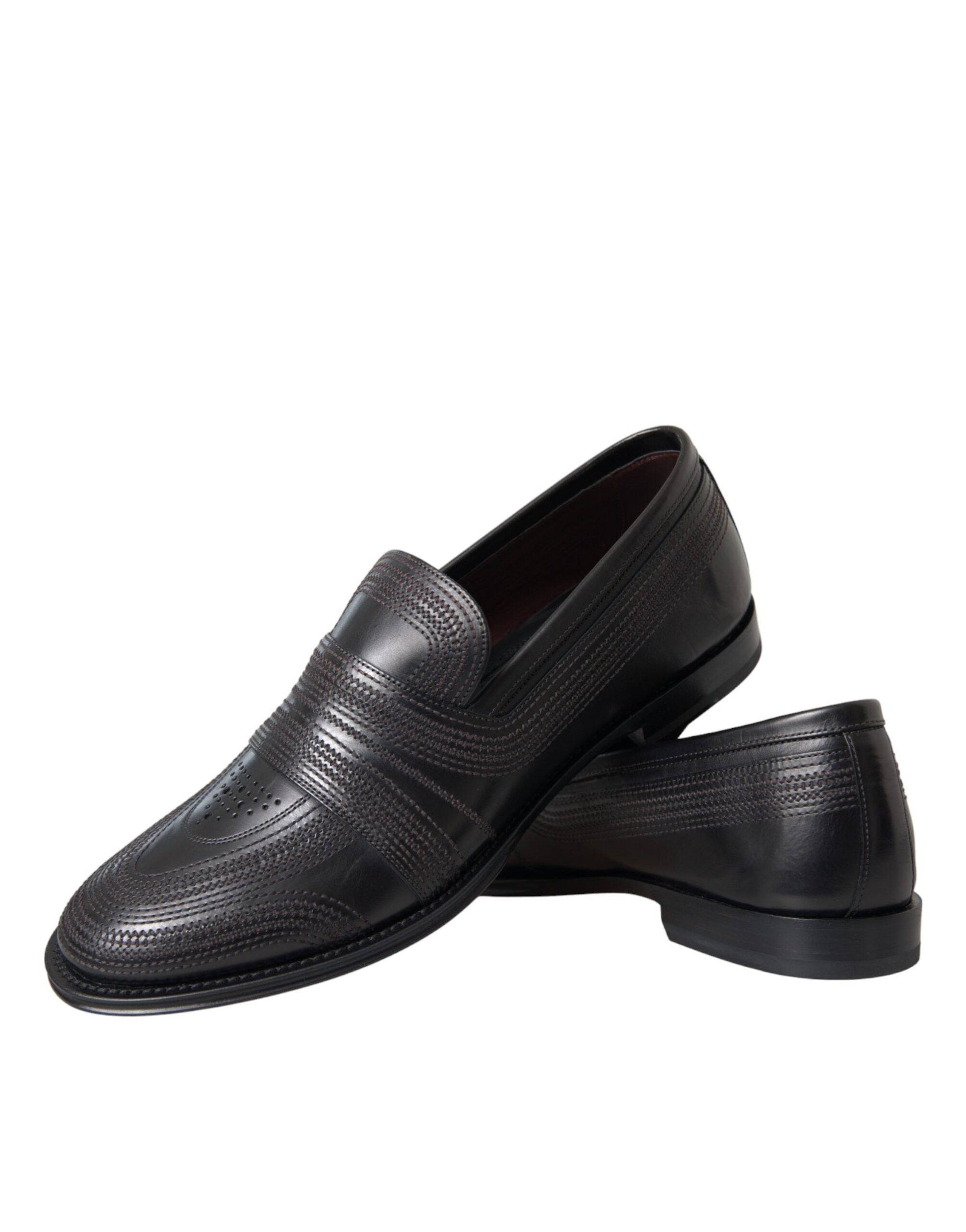 Dolce & Gabbana Black Brown Leather Loafer Men Dress Shoes - ACCEXO