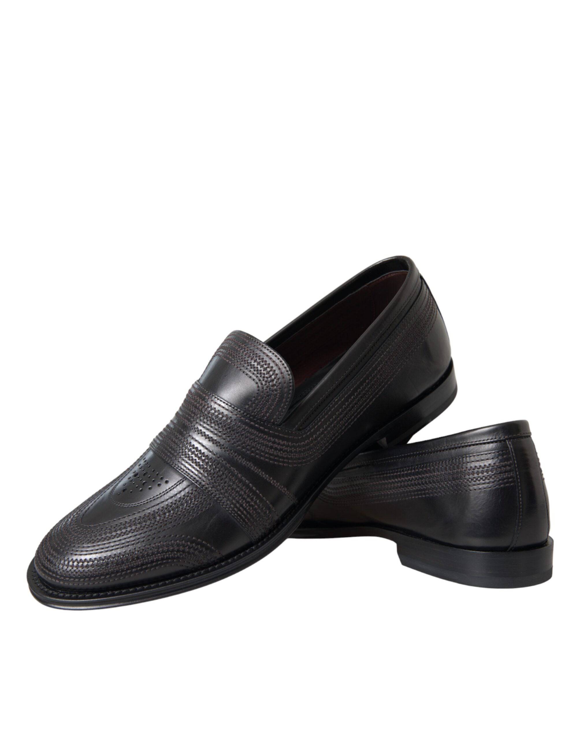 Dolce & Gabbana Black Brown Leather Loafer Men Dress Shoes - ACCEXO