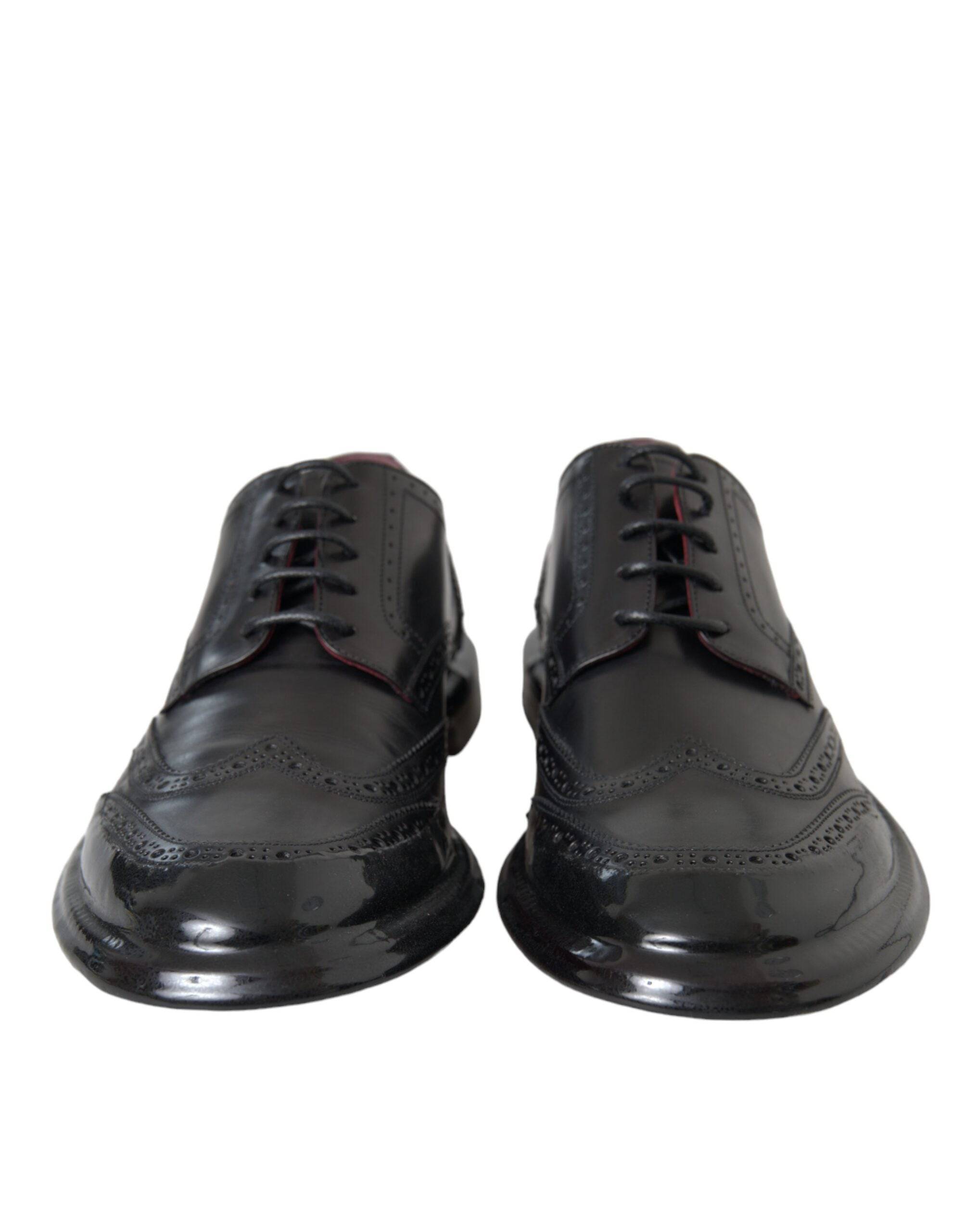 Dolce & Gabbana Black Leather Oxford Wingtip Formal Men Shoes - ACCEXO