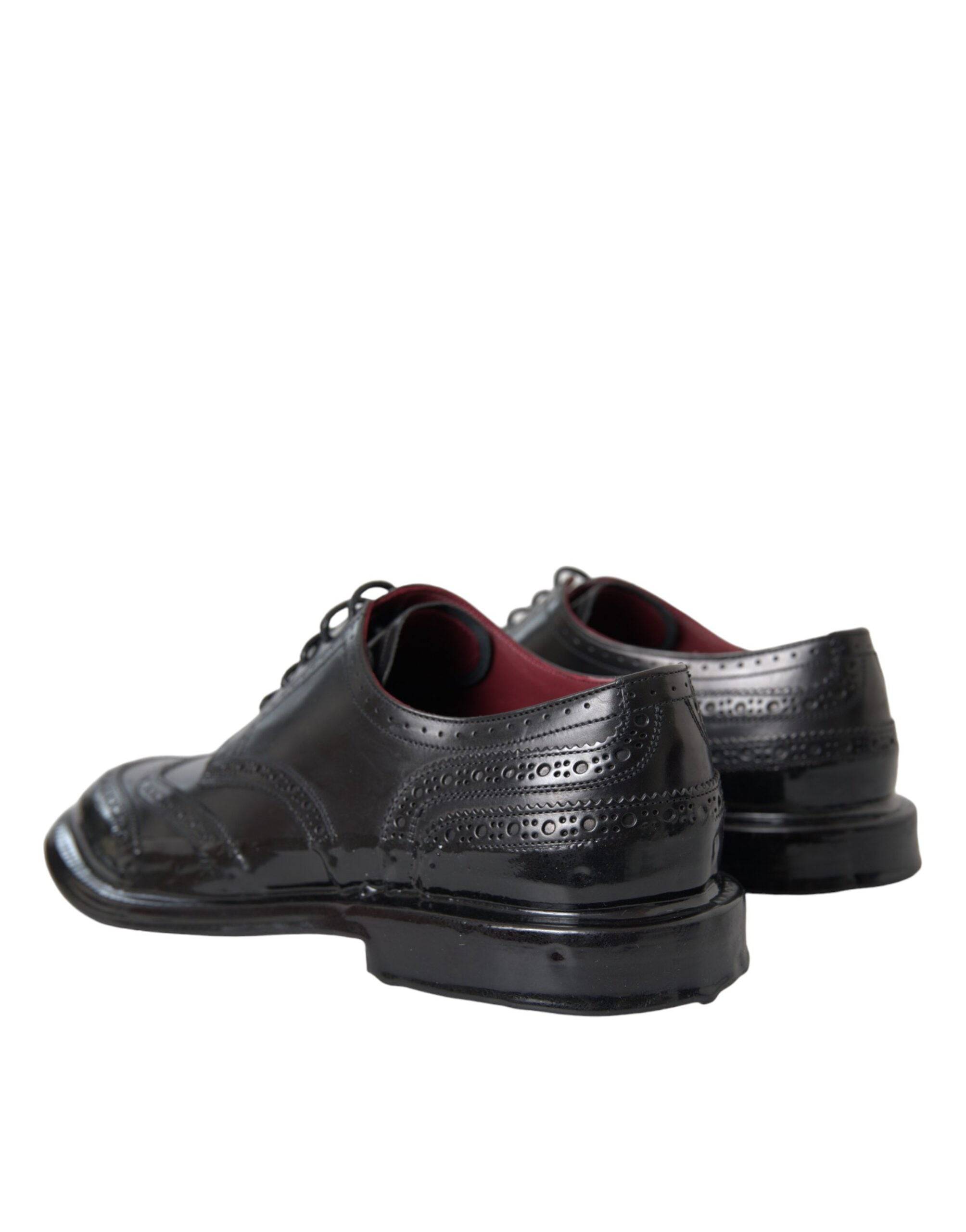 Dolce & Gabbana Black Leather Oxford Wingtip Formal Men Shoes - ACCEXO