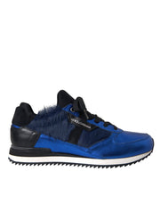 Dolce & Gabbana Blue Black Calf Hair Leather Sneakers Shoes - ACCEXO