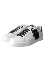 Dolce & Gabbana White Leather DG Logo Casual Low Top Sneakers Shoes - ACCEXO