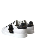 Dolce & Gabbana White Leather DG Logo Casual Low Top Sneakers Shoes - ACCEXO