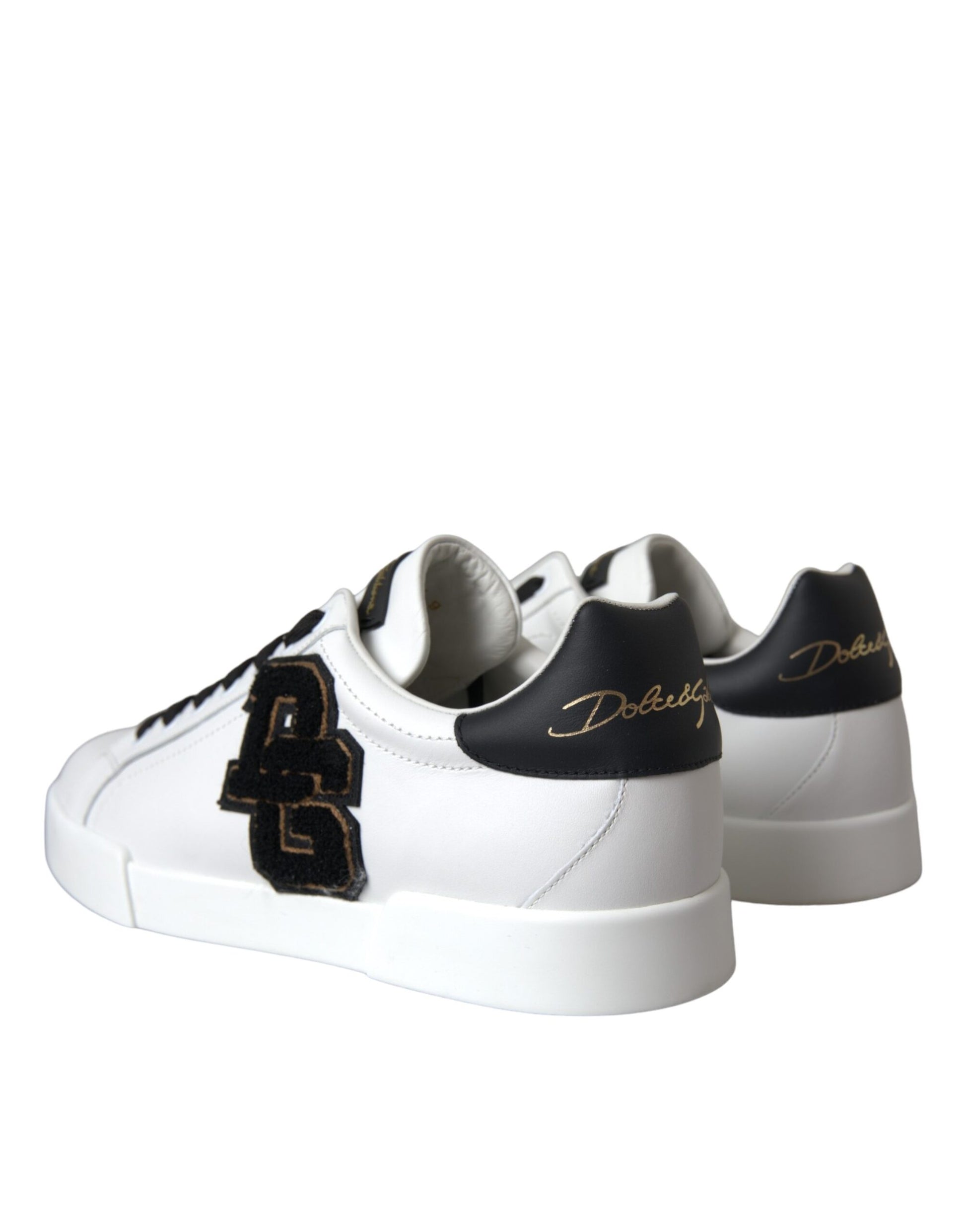 Dolce & Gabbana White Leather DG Logo Casual Low Top Sneakers Shoes - ACCEXO