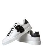 Dolce & Gabbana White Leather DG Logo Casual Low Top Sneakers Shoes - ACCEXO