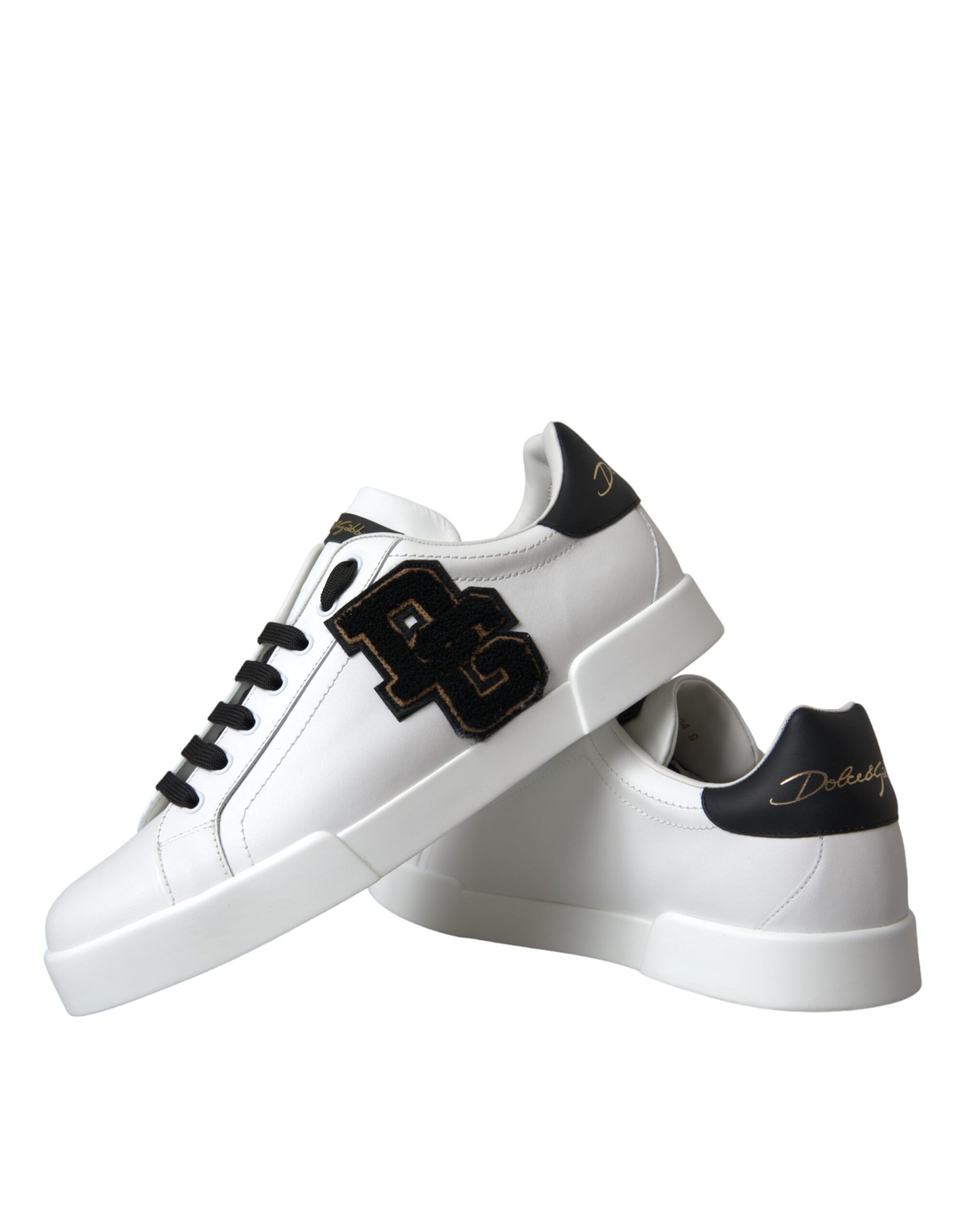Dolce & Gabbana White Leather DG Logo Casual Low Top Sneakers Shoes - ACCEXO