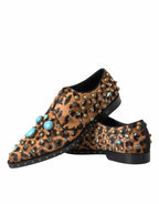 Dolce & Gabbana Brown Leopard Hair Crystal Dress Broque Shoes - ACCEXO
