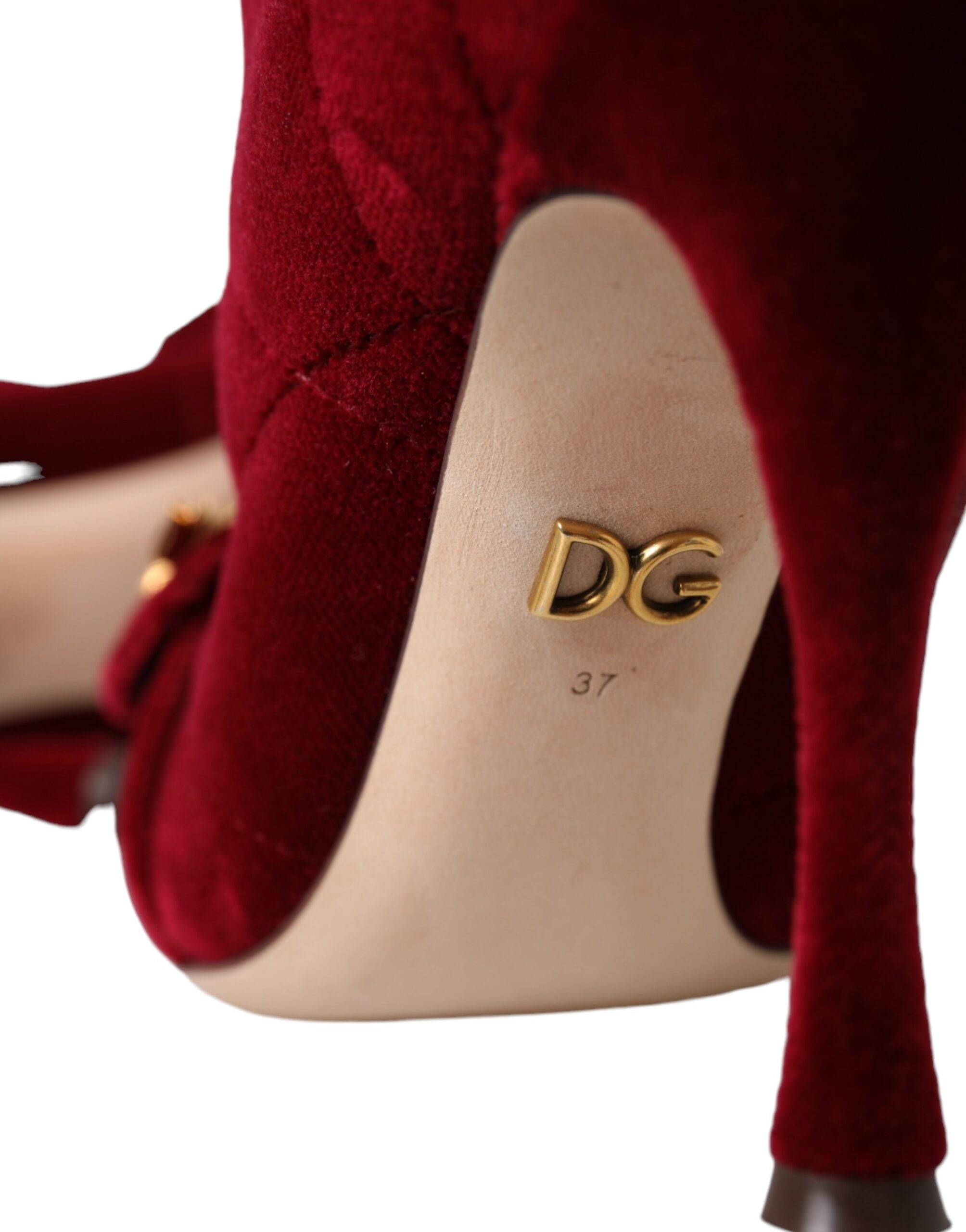 Dolce & Gabbana Dark Red Velvet Devotion Buckle Boots Shoes - ACCEXO