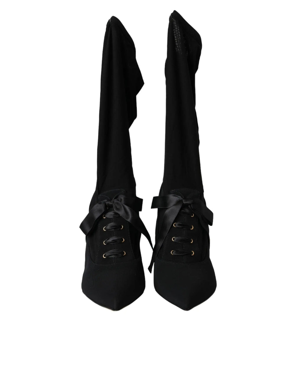 Dolce & Gabbana Black Stiletto Heels Mid Calf Boots Shoes - ACCEXO