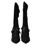 Dolce & Gabbana Black Stiletto Heels Mid Calf Boots Shoes - ACCEXO