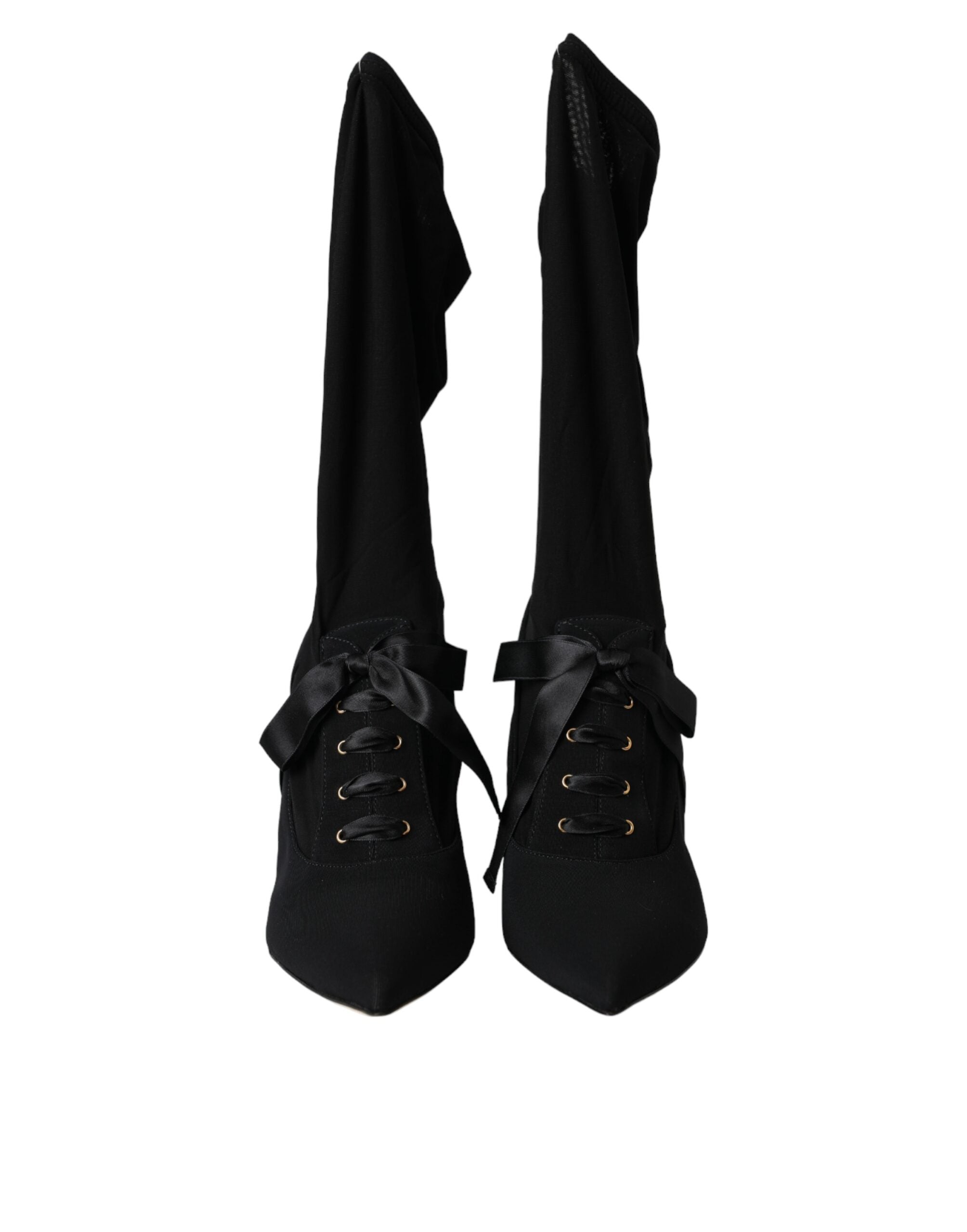 Dolce & Gabbana Black Stiletto Heels Mid Calf Boots Shoes - ACCEXO