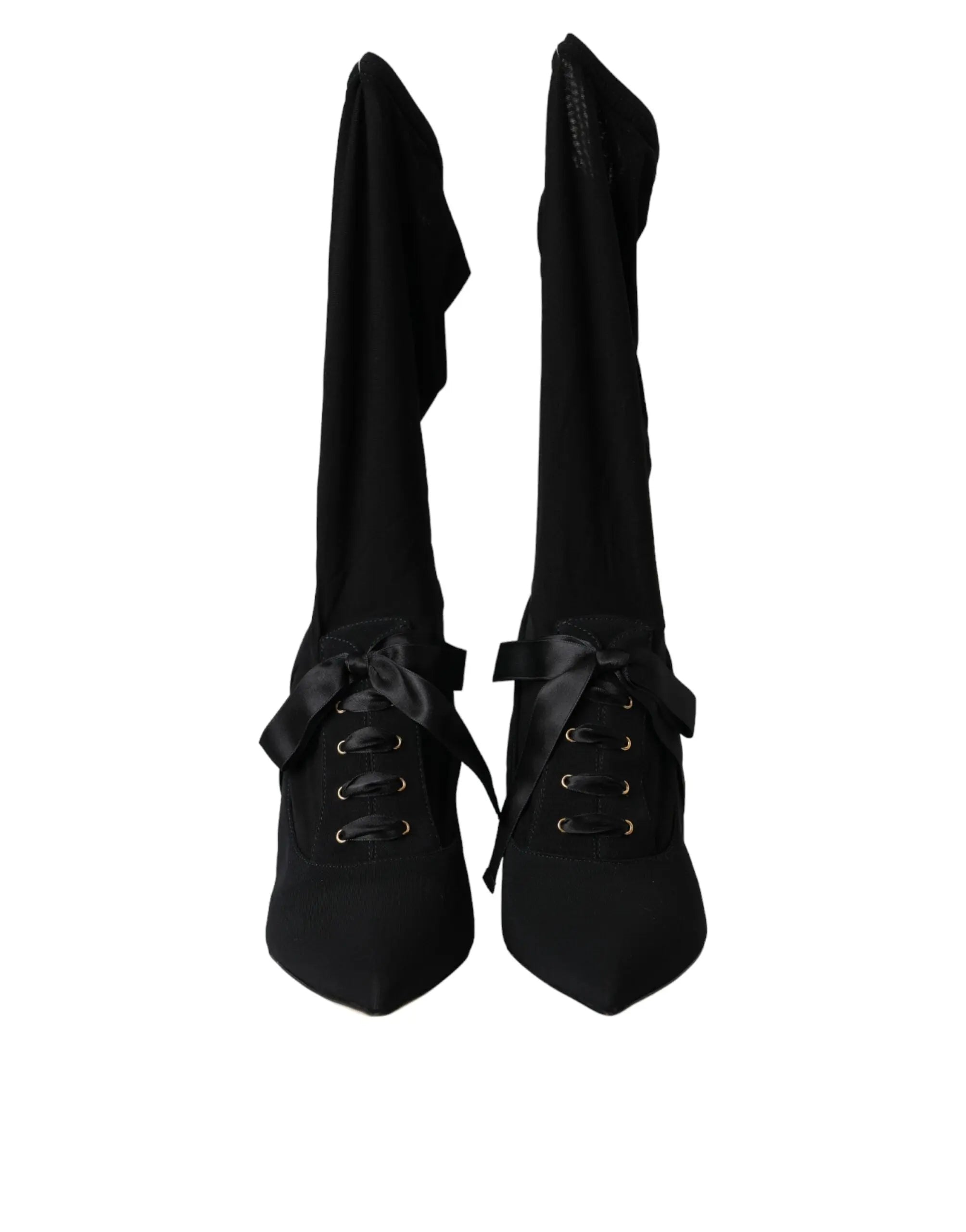 Dolce & Gabbana Black Stiletto Heels Mid Calf Boots Shoes - ACCEXO