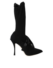 Dolce & Gabbana Black Stiletto Heels Mid Calf Boots Shoes - ACCEXO