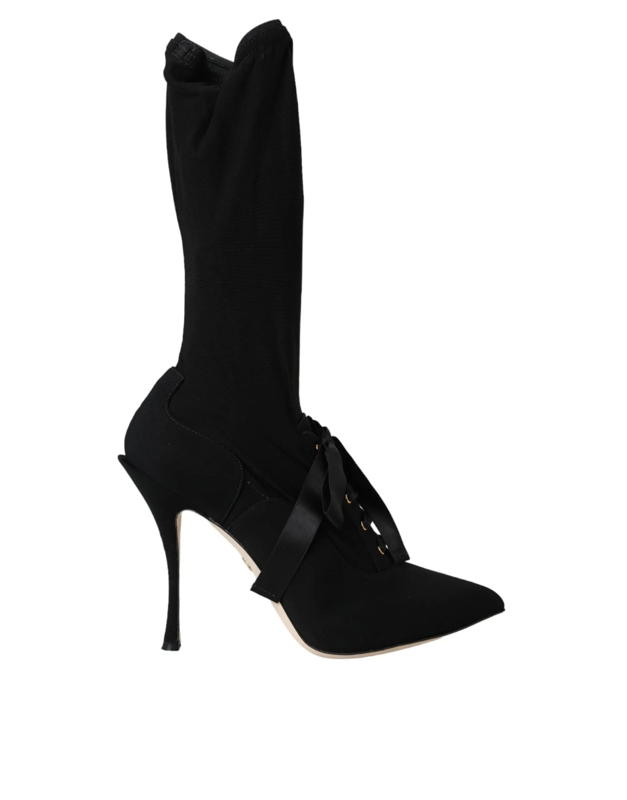 Dolce & Gabbana Black Stiletto Heels Mid Calf Boots Shoes - ACCEXO