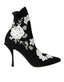 Dolce & Gabbana Black White Embroidery Slip On Boots Shoes - ACCEXO