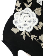 Dolce & Gabbana Black White Embroidery Slip On Boots Shoes - ACCEXO