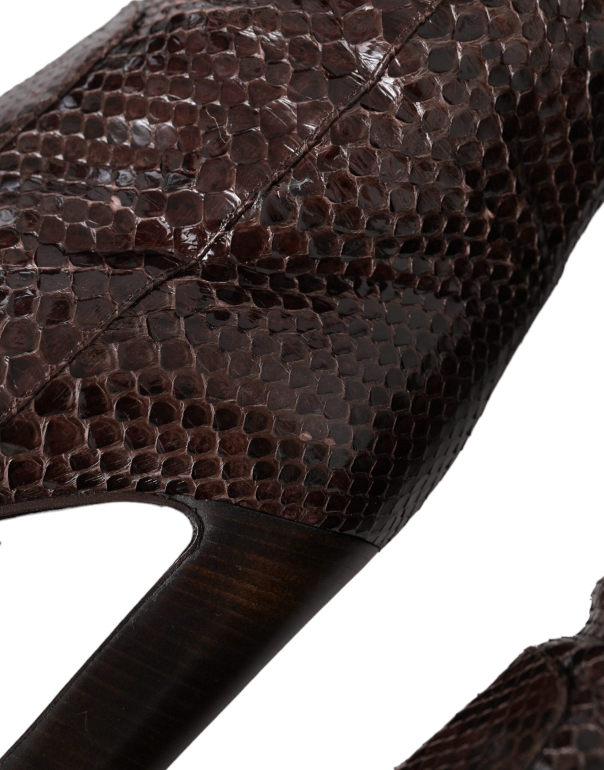 Dolce & Gabbana Brown Exotic Leather Heels High Boots Shoes - ACCEXO