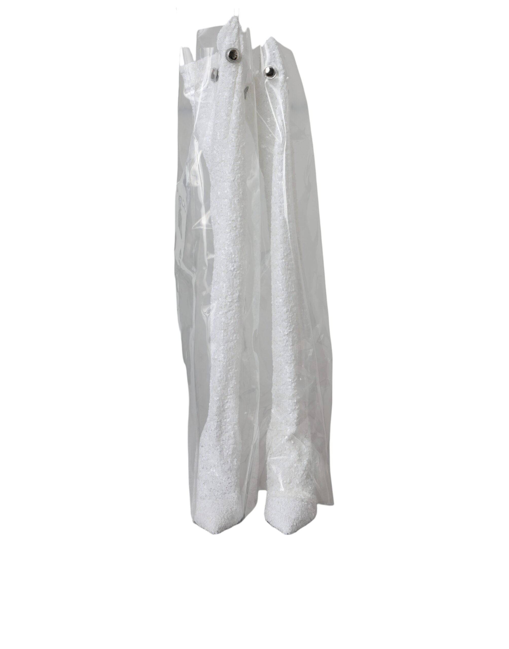 Dolce & Gabbana White Heels Stiletto Knee High Boots Shoes - ACCEXO