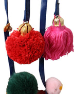 Dolce & Gabbana Multicolor Pom Pom Fur Wrap Sandals Shoes - ACCEXO