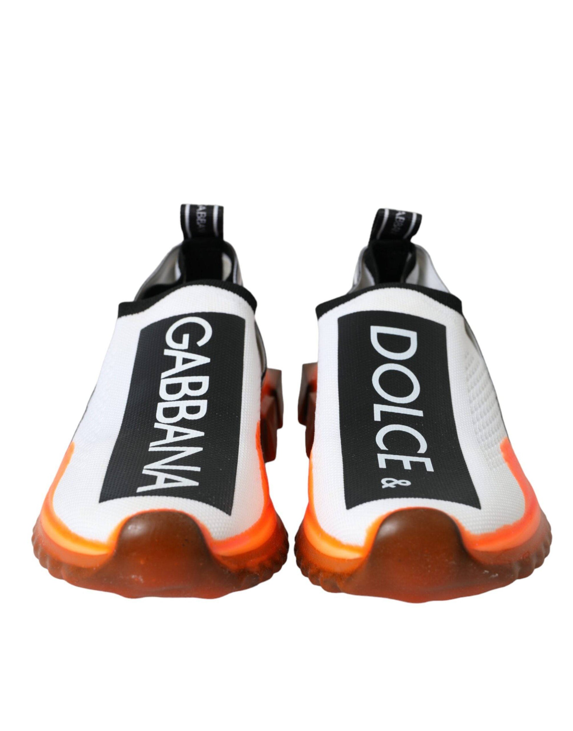 Dolce & Gabbana Black White Orange Slip On Sorrento Sneakers Shoes - ACCEXO