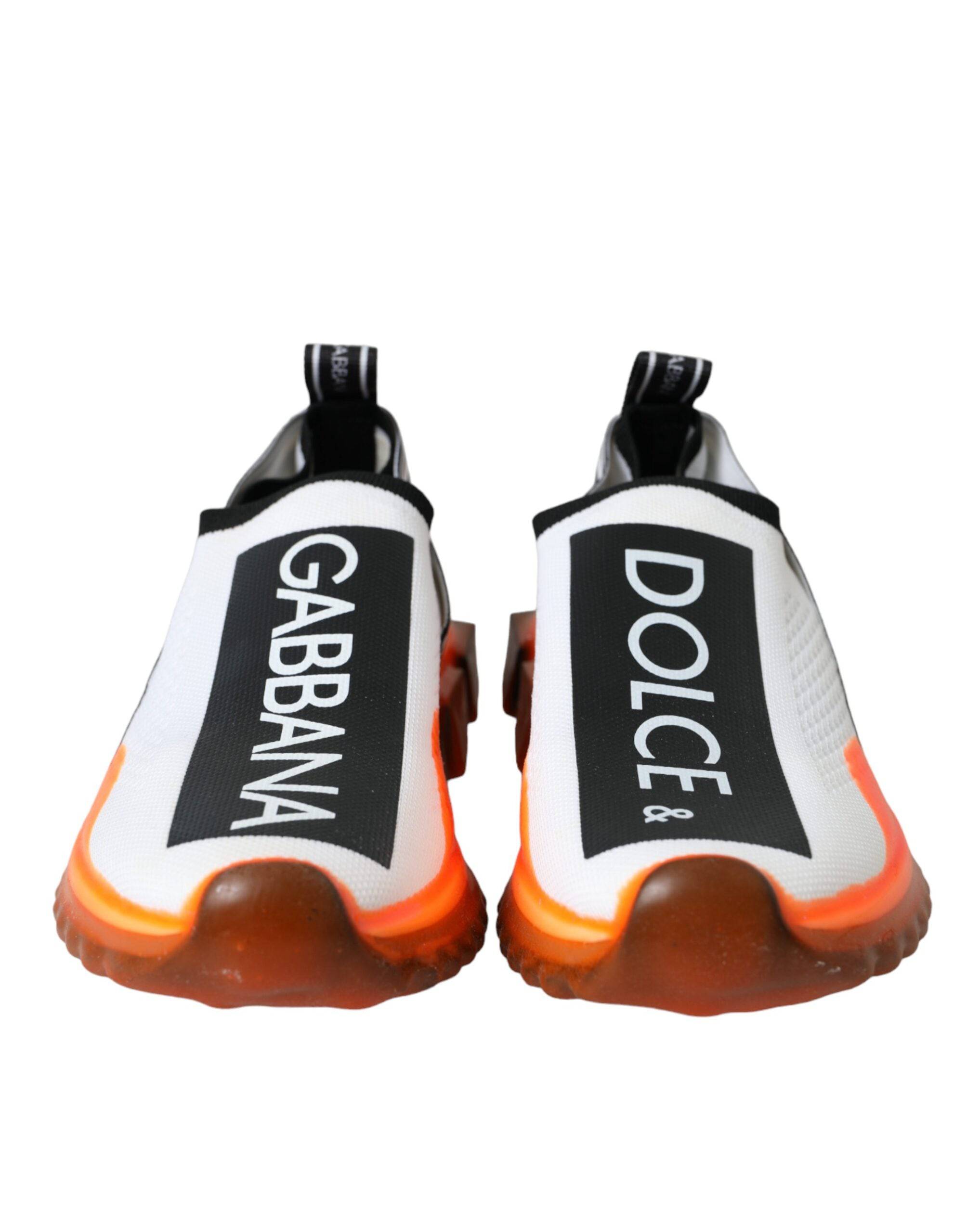 Dolce & Gabbana Black White Orange Slip On Sorrento Sneakers Shoes - ACCEXO