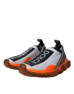 Dolce & Gabbana Black White Orange Slip On Sorrento Sneakers Shoes - ACCEXO